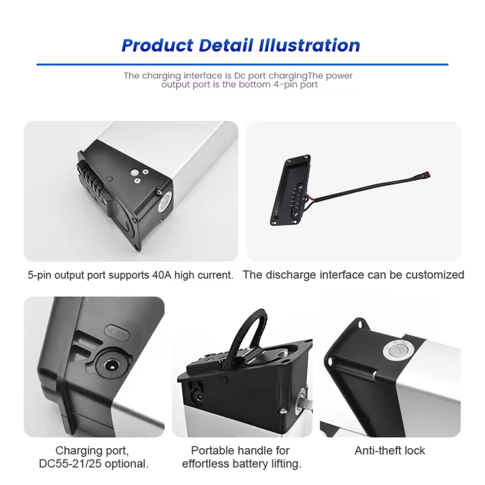 Customized 36V 17.5Ah 16Ah 13Ah bottom tube type built-in lithium battery for electric bicycles